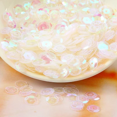 

2000Pcs (approx 60g) 8MM Cup Transparent AB Loose Sequins Paillette Iridescent Wedding Favor Sewing Trimming Costume Hot sale