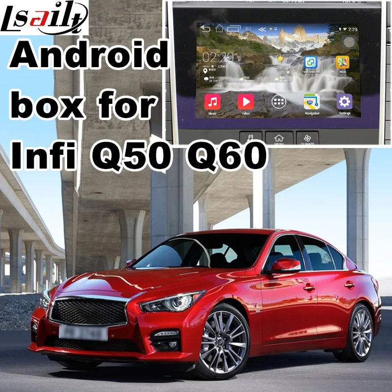 Android 5 1 4 4 GPS navigation box for Infiniti Q50 Q60 video interface with cast