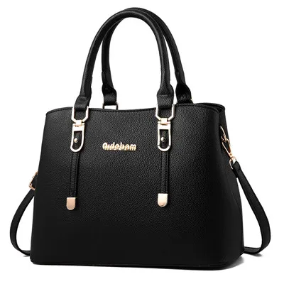 Женские кожаные сумки, сумка на плечо для женщин, сумка-тоут, женская кожаная сумка, женская сумка - Цвет: Черный