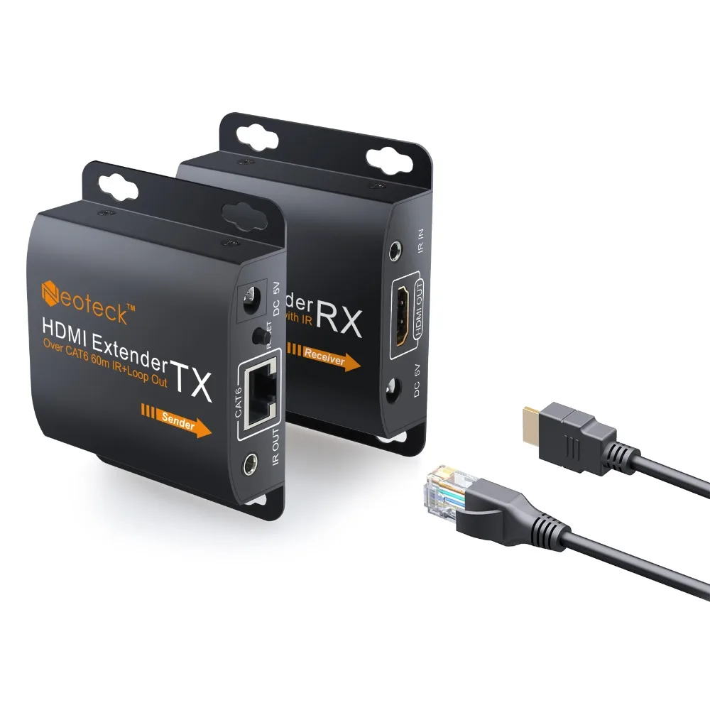 Proster HDMI разветвитель удлинитель 60 м RJ45 передатчик TX/RX с ИК-преобразователем для CAT6 HDMI удлинитель с 2 портами HDMI разветвитель