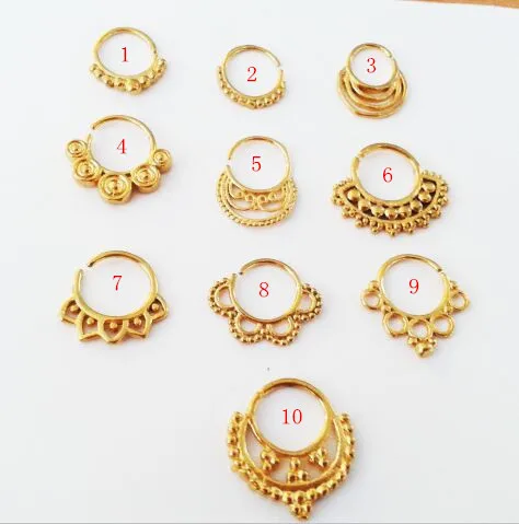 septum indian ring gold nose rings jewelry 2mm 16g tribal pierced piercing popular aliexpress mixed nl 10pcs clicker