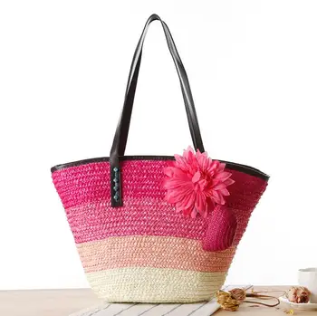 

Bohemian Style Women Hit Color Summer Beach Bags 3D Flowers Lady Bags Straw Handbags High Quality Shoulder Bags Bolsa Feminina