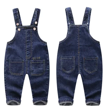 

0-3 Age Fashion Newborn Jeans Jumpsuit Toddler Boys Kids Straight Pocket Overalls Blue Denim Suspender Trousers Kids Pants New