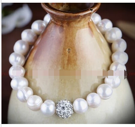 

Fashion natural 10-11 mm white pearl beads shambhala lucky bracelet@^Noble style Natural Fine jewe FREE SHIPPING