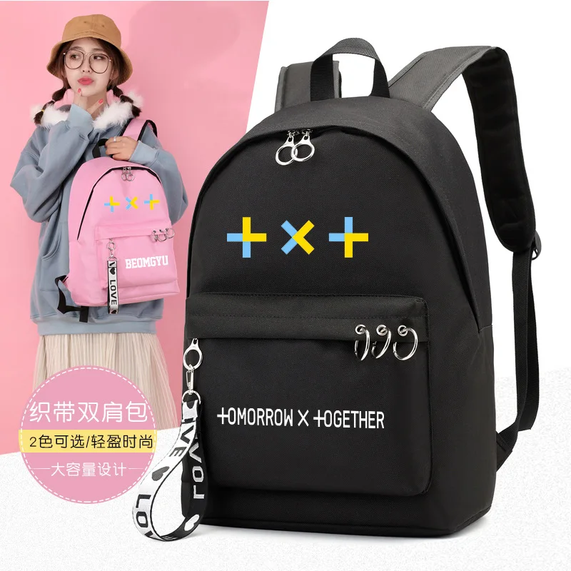 

kpop TXT fashion Chain bookbag backpack kpop Korean style cute backpacks for women USB Charging backpack travel backpack