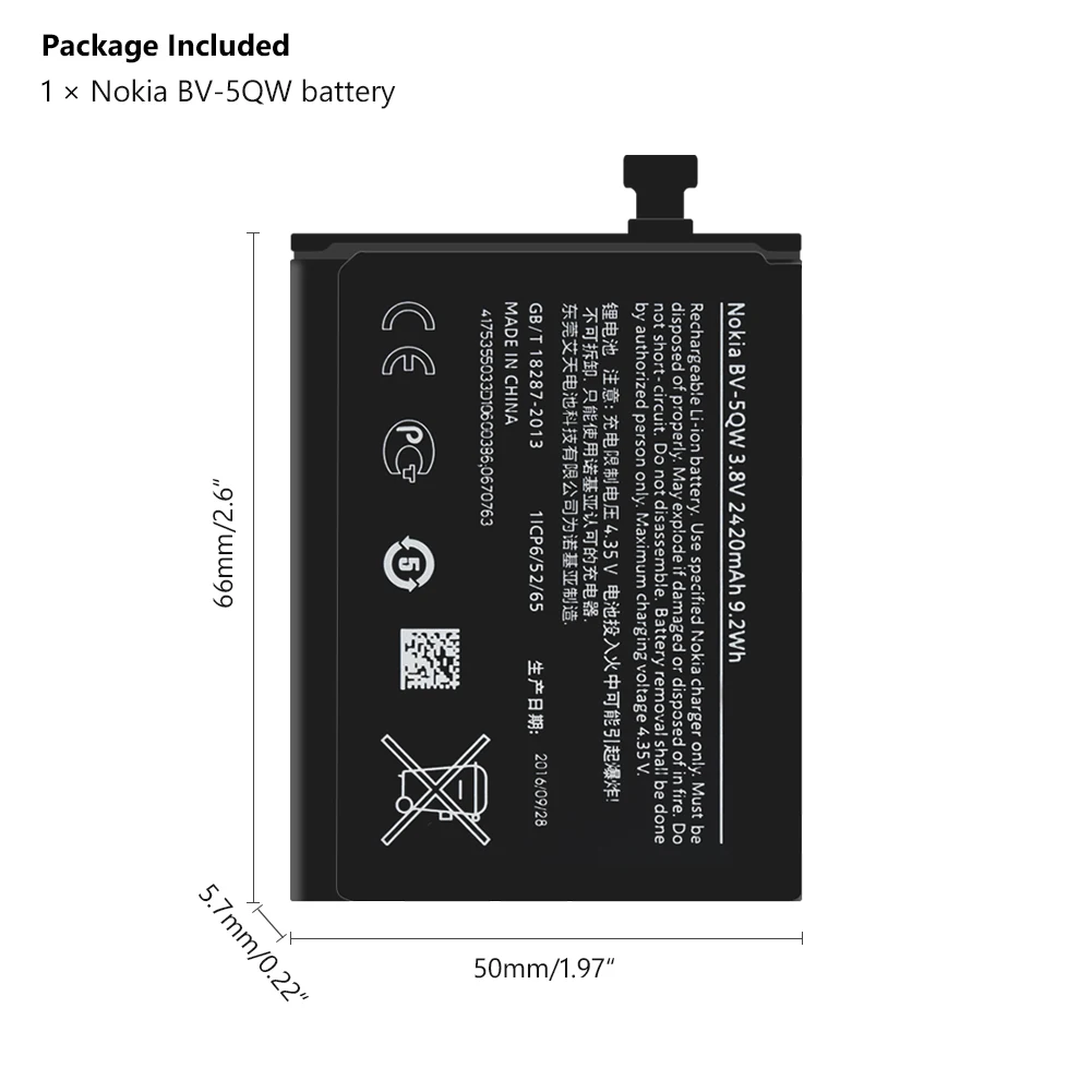 Высококачественный аккумулятор 2420 мАч BV-5QW для Nokia Lumia 930 929 929+ RM927 BV5QW литий-полимерные аккумуляторы для мобильных телефонов