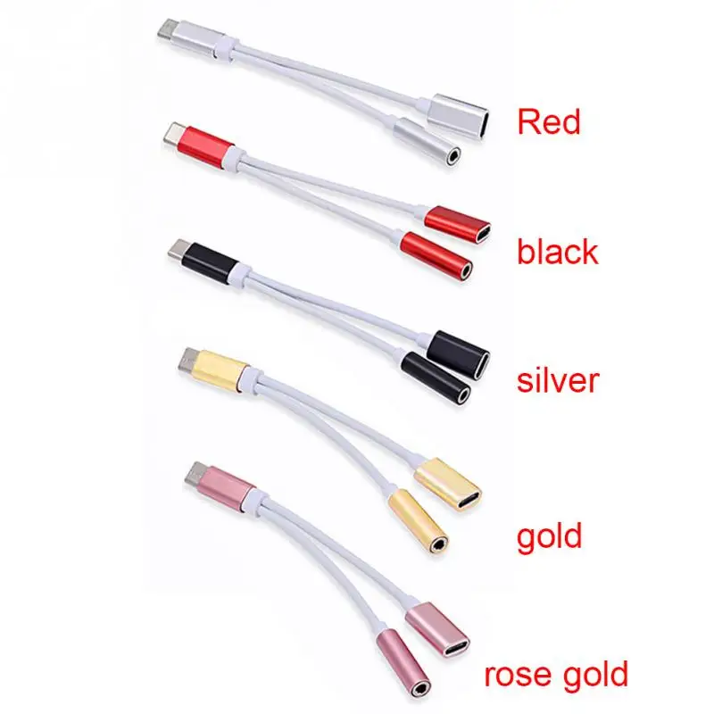 

100pcs 2 in 1 usb Cable USB Type C to 3.5mm Jack AUX Audio Cable Portable Type-C To 3.5mm Connector Adapter For Mobilephone