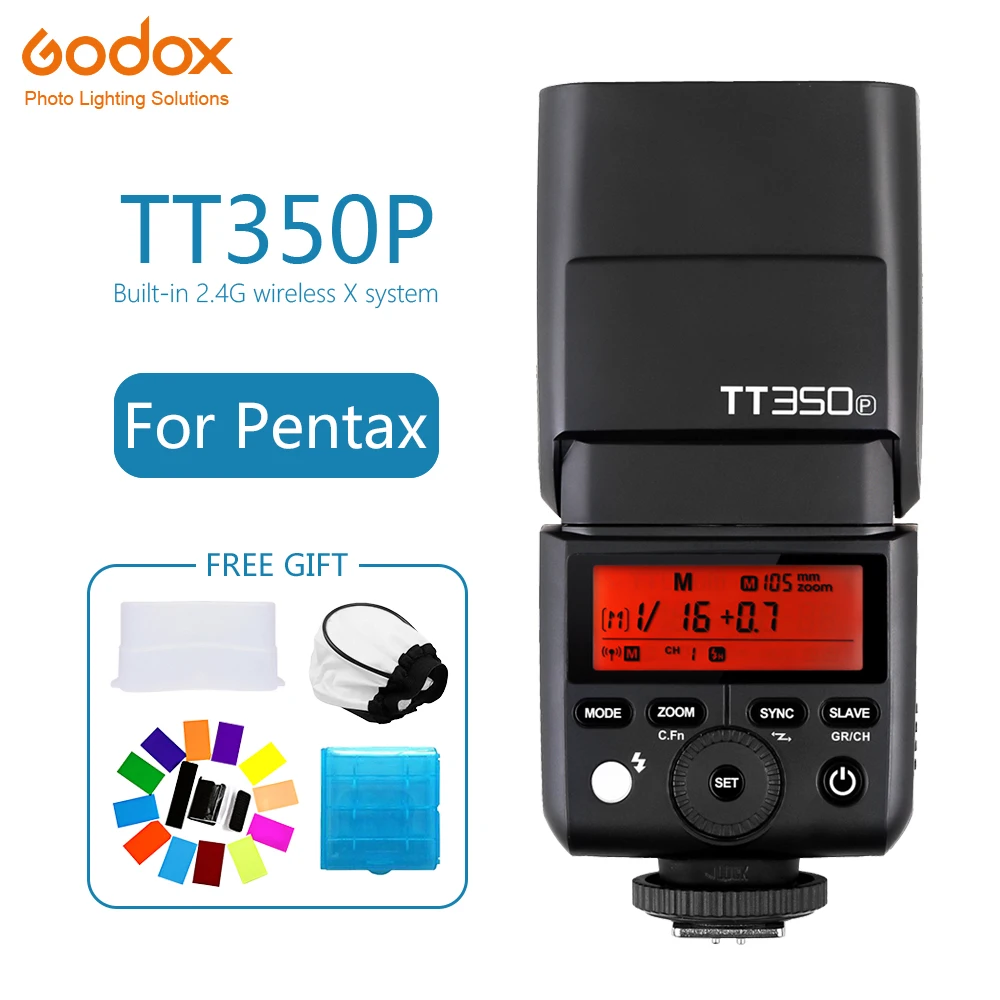 

Godox Mini TT350 TT350P Speedlite flash TTL HSS 1/8000s 2.4G Wireless Camera photography for Pentax K70 K-3II K-1 KP K-50 K-S2