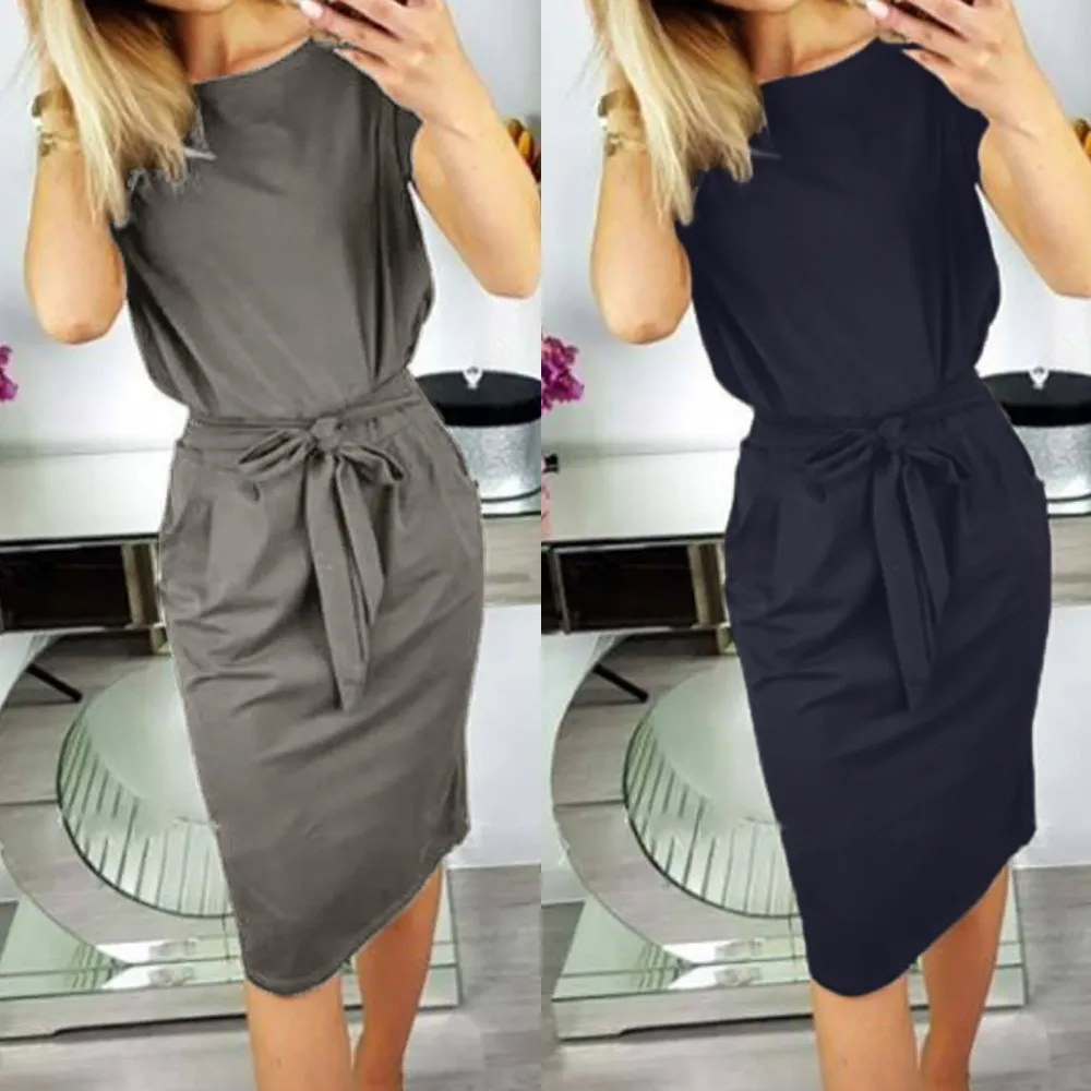

Women Summer Mini Dress Sleeveless Casual Swing Shirt Dresses Office Lady Female 2019 Loose Holiday Beach Cover up#N