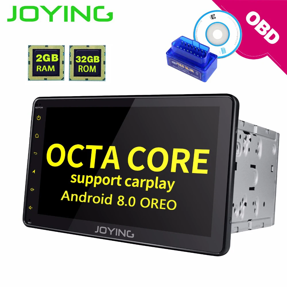 

JOYING 2din car radio gps android 8.0 HD lcd touchscreen autoradio BT 8 core 2gb ram support steering wheel and carplay free OBD