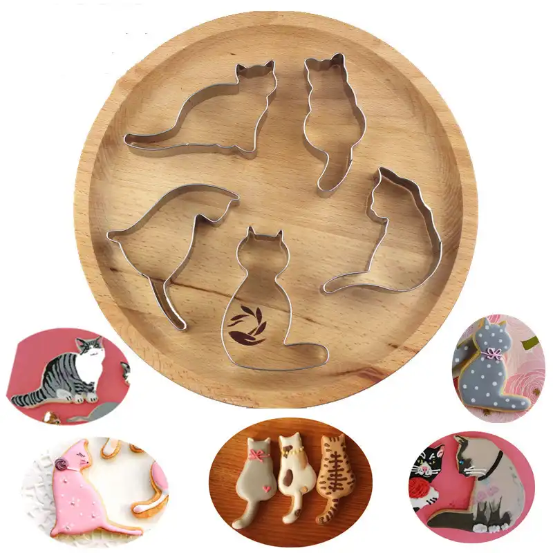 5pcs Cartoon Cat Kitty Metal Cookie Cutter Patisserie Biscuit Stamp Mold Fondant Cupcake Pastry Baking Tool Gateau Reposteria Biscuit Stamp Metal Cookie Cutterscookie Cutter Aliexpress