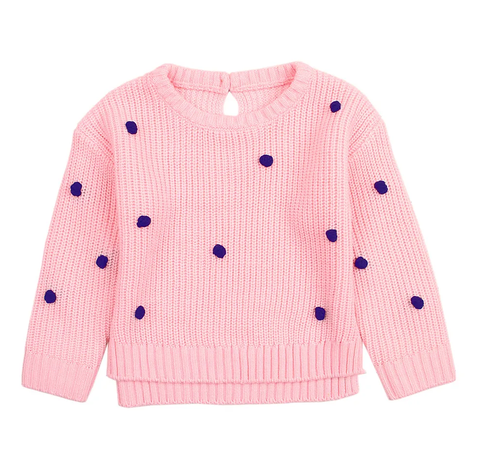 Свитер с принтом в горошек для девочек; вязаные пуловеры для маленьких мальчиков; Весенняя верхняя одежда для детей; детский вязаный теплый джемпер