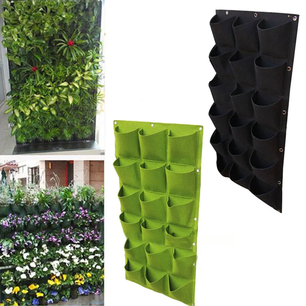 18 Pocket Garden Wall Vertical Grow Bags for Plants Flower Felt Planter