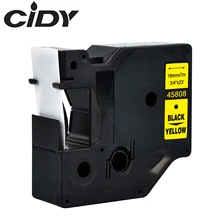 Этикетка CIDY 1 шт. совместимый с dymo D1 19 мм лента для маркировки 45808 черный на желтом ленты с лейблом для маркировочный принтер Dymo 160 280 210