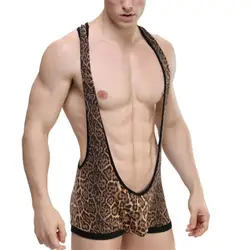 Новые пикантные Для мужчин леопарда Ракушки Singlet Средства ухода за кожей, Для мужчин; облегающий костюм Нижнее Бельё для девочек