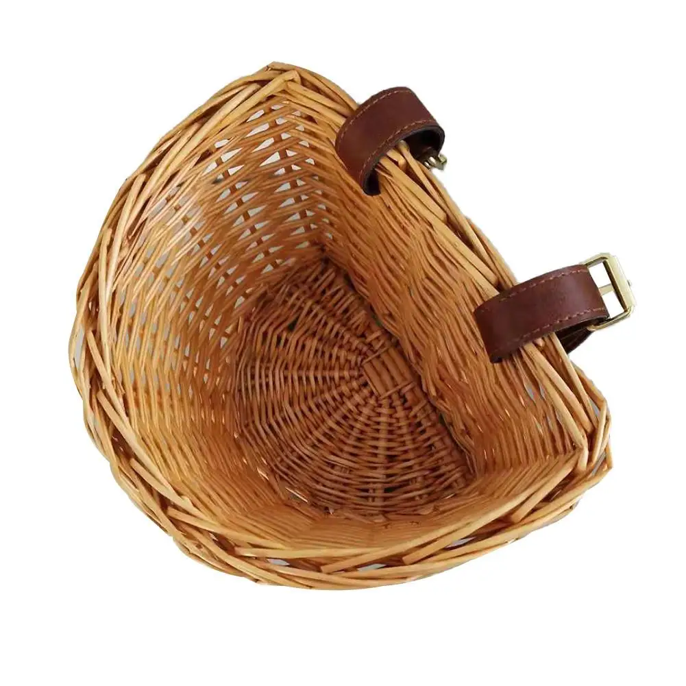 Clearance Bicycle Wicker Front Basket Retro Handmade With Leather Straps Brown Handle Waterproof Outdoor Cycling Accessories 2 Clearance Bicycle Wicker Front Basket Retro Handmade With Leather Straps Brown Handle Waterproof Outdoor Cycling Accessories 2