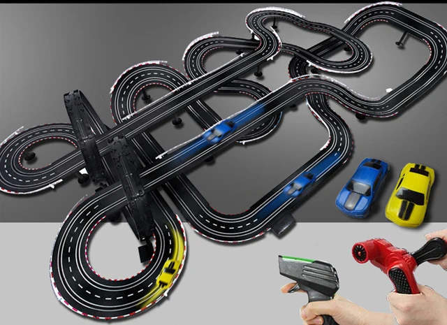 Дистанционное управление двойной цепи Voiture электрическая авторама гоночный трек автомобили игрушки Magicl Треки Гоночные треки для мальчиков игрушки для детей
