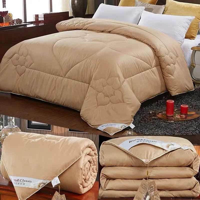 GraspDream Cotton Mulberry silk luxury quilts Winter bedroom thick Warm Quilted duvets single/double bedding comforter blankets