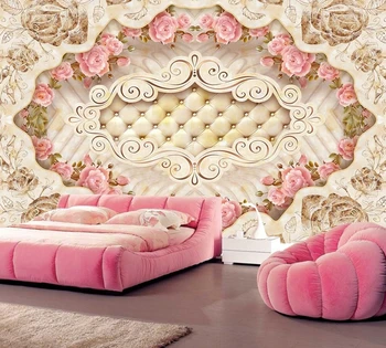 

European marble mosaic tile embossed floral 3d wallpaper papel de parede,living room bedroom sofa TV background kitchen mural