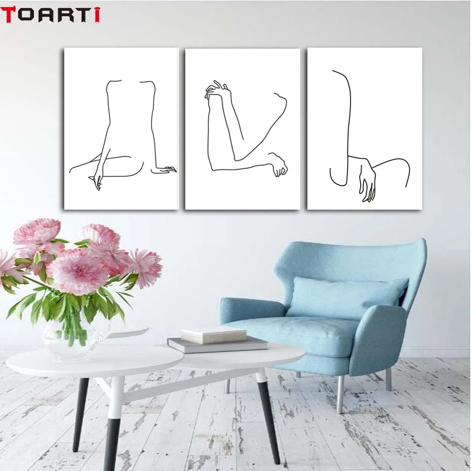 Lady Body Line Drawing Abstract Poster&amp;Prints Modern Canvas Painting Modular Wall Picture For Girls Bedroom Wall Art Home Decor (3)