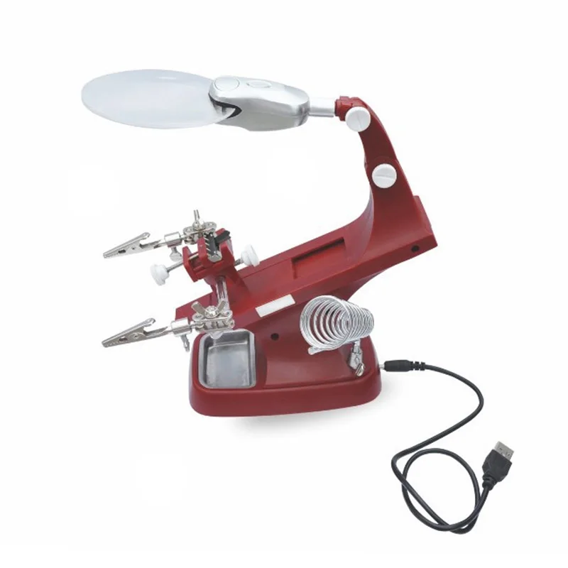 

1PC Table Magnifying Glass 360 Rotating Desk USB Welding Repair Magnifier Lamp Holder Soldering Clip LED Loupe for RC Drone DIY