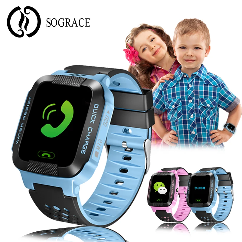 

Free Shipping SOGRACE 2PCS GPS Watch Phone Silicone cartoon Smart Watches For Children Kids With IOS Android Xiaomi Samsung 35