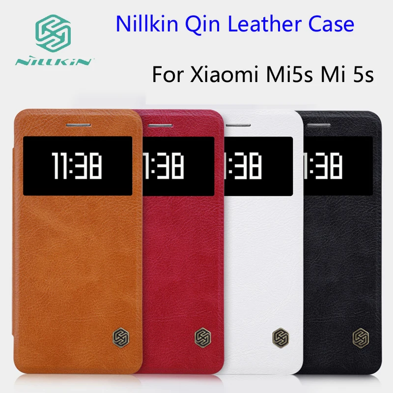 1pc For Xiaomi Mi5s Case Nillkin Qin Leather Case Xiaomi Mi 5s Phone Cases Cover Flip Super Thin + Glass Screen Protector