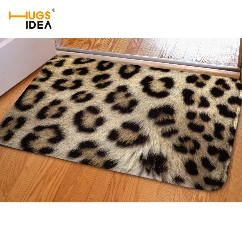 Image HUGSIDEA 3D Leopard Design Floor Carpet Europe Style Rugs Carpets for Living Room Kitchen Outdoor Entrance Doormat Alfombras