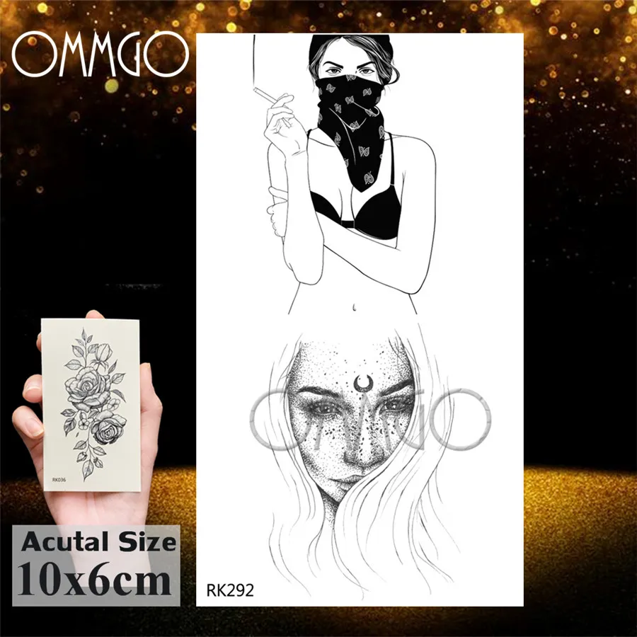 OMMGO нож сексуальная девушка Горячая маленькая временная татуировка наклейка дым поддельные татуировки пистолет боди-арт рука наручные татуировки на заказ для женщин и мужчин - Цвет: ORK292