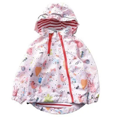 

Kids Trench Coat Cute Cartoon Print Jackets For Girls Hooded Zipper Baby Girl Windbreaker 2018 Autumn New Arrival Kids Clothes
