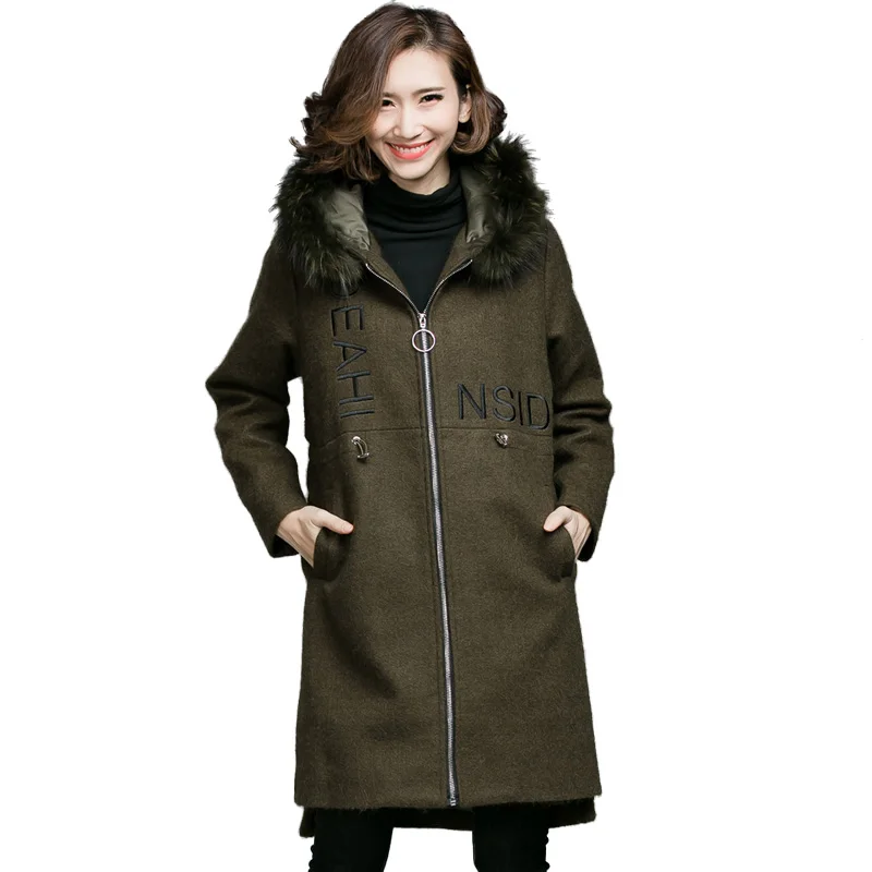 XL XXL XXXL 4XL 5XL Plus Size Women Wool Coats 2016 Winter Hooded Plush