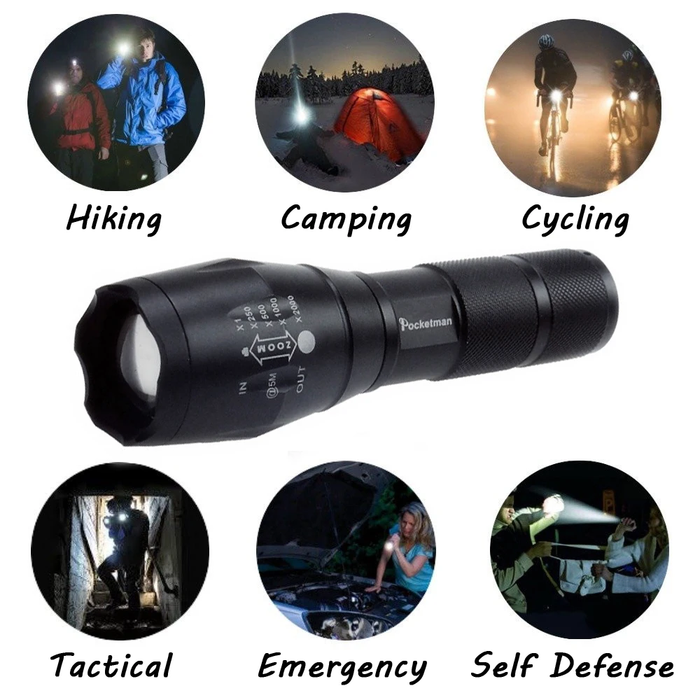 Светодиодный фонарь 3800 Lumnes XM L T6 светодиодный тактический Zoomable Lanternas Gladiator