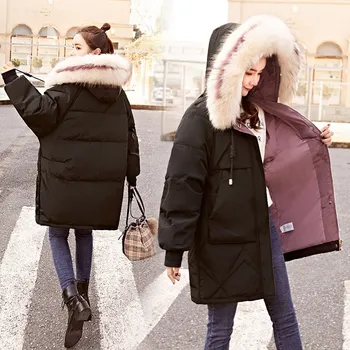 

Fashion 2020 New Winter Down Cotton Clothes Women's Long section Korean Hooded Coats Female Jacket Outerwear N901