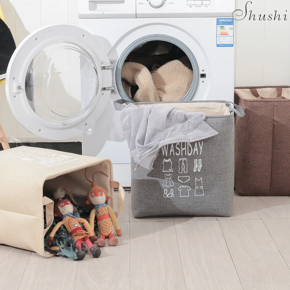 

Shushi home Dirty clothes Storage box portable simple linen Debris toy storage Organizer practical laundry basket with handle
