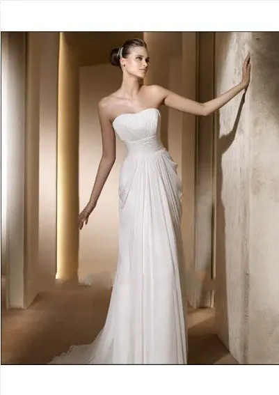 Free Shipping Chiffon Strapless Simple Slim Sheath Skirt ...