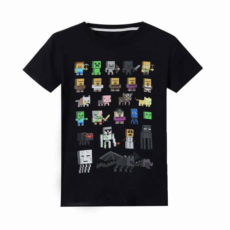 2019 Новая летняя игра Minecraft печати для мальчиков топы, костюм нить Как Босс футболка Костюмы футболка для девочек детская одежда