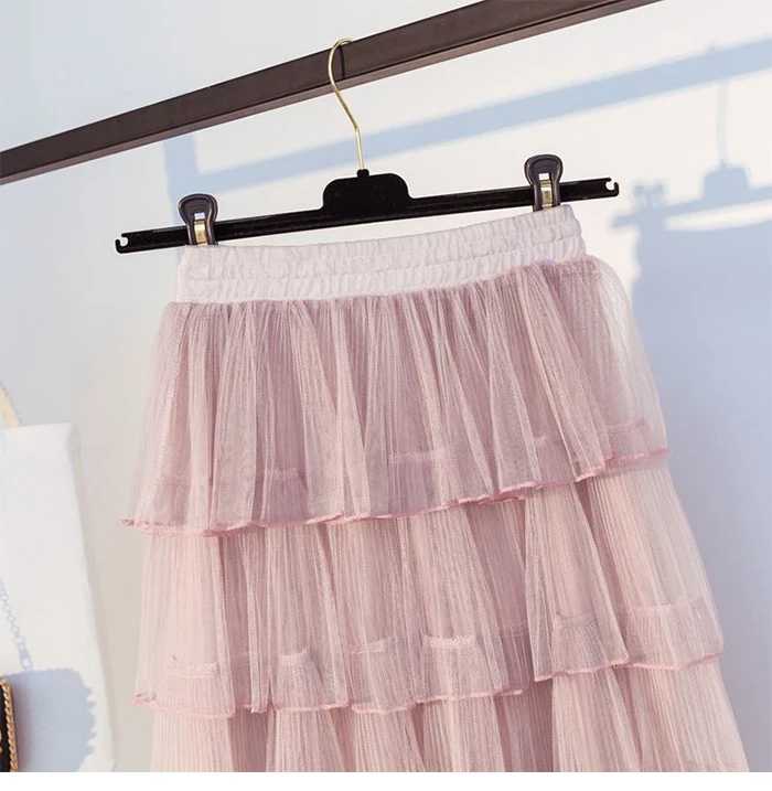 Женская длинная юбка из тюля TIGENA，плиссированная юбка макси с высокой талиейдля женщин на лето