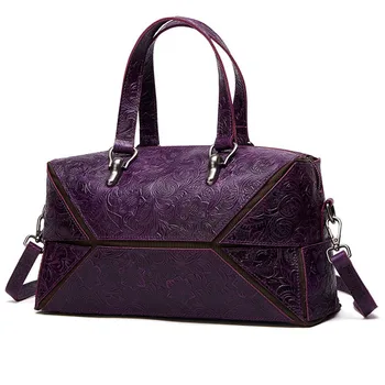 

Women Tote Shoulder Messenger Handbag Top Quality Natural Skin Genuine Leather Retro Embossed Female Top Handle Cross Body Bag