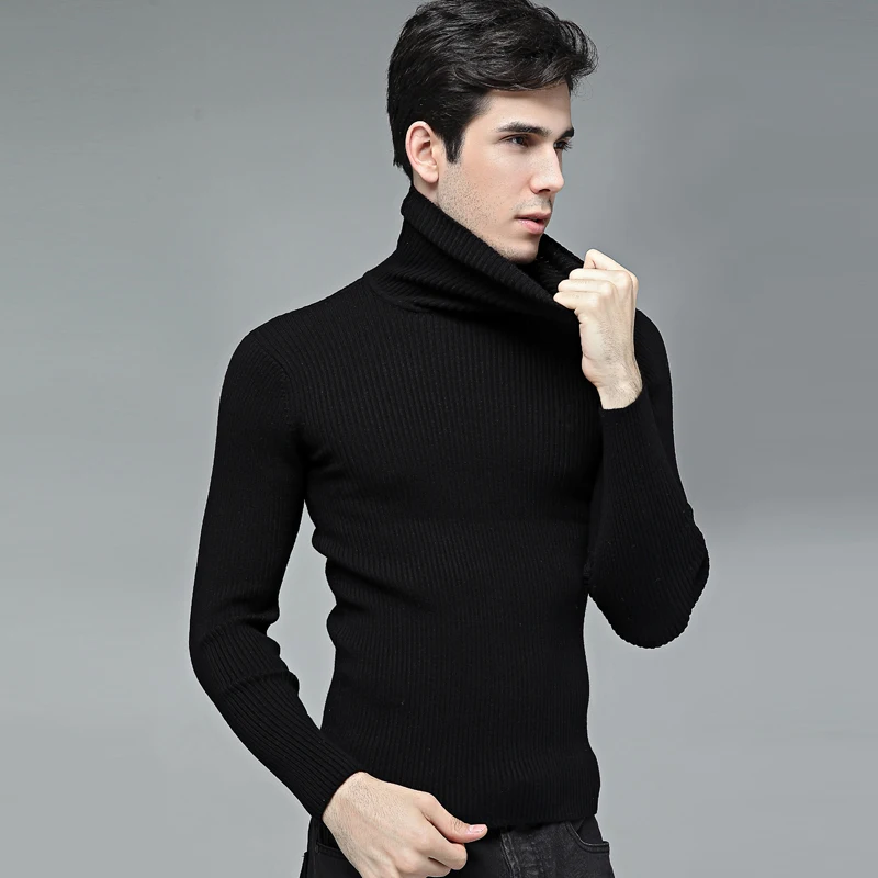 2015 Fashion Brand Solid Color Turtleneck Sweater Shallow Men Mens ...