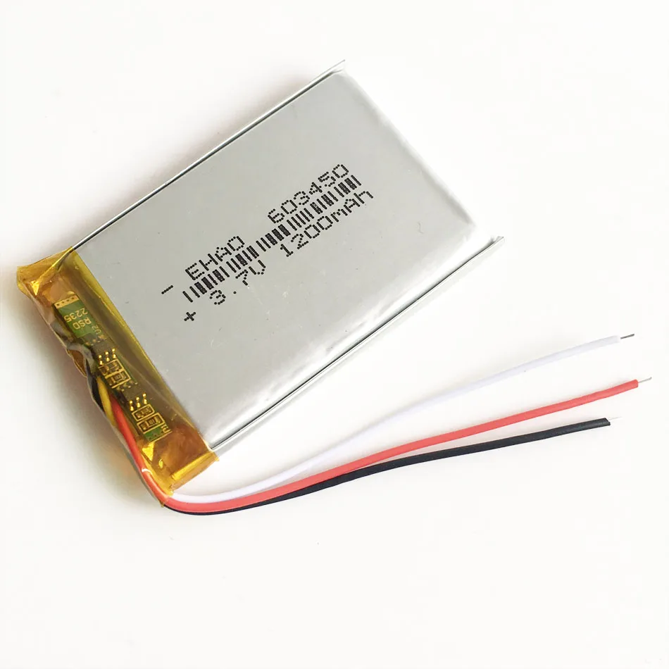 3 7 В 1200 мАч 603450 Литий полимерный литий аккумулятор провода для GPS PSP DVD мобильных