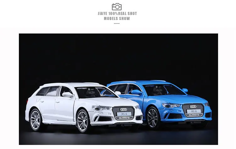 Новинка, 1:32 Модели автомобилей из сплава, высокая имитация Audi RS6, металлические литые игрушки, транспортные средства, оттягивающие назад, мигающие и музыкальные