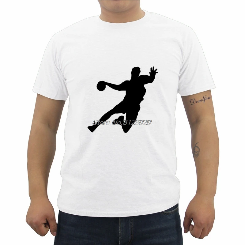 Новая футболка с принтом гандбола, летняя Мужская хлопковая футболка с коротким рукавом и круглым вырезом, модные мужские футболки, футболки для фитнеса, топы, уличная одежда - Цвет: white