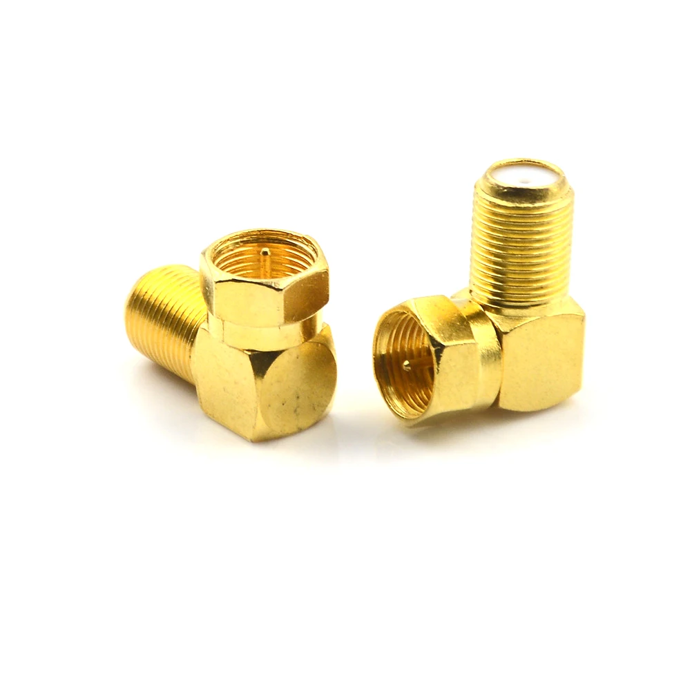

2pcs Copper F Male Plug Right Angle Satellite Sky Coax Cable Socket 90 Degree Elbow Adapter 22.3*8.5mm