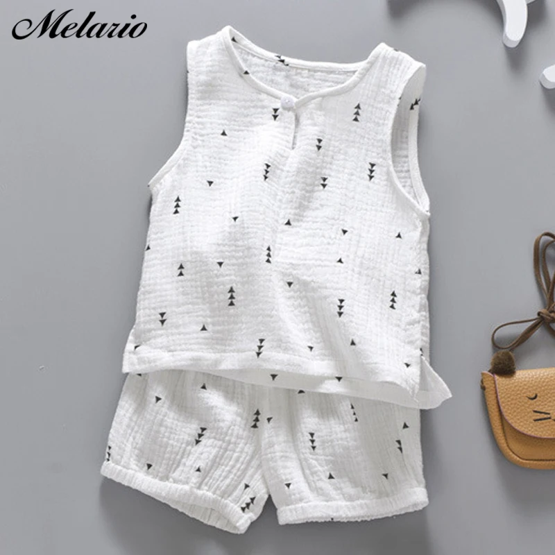

Melario Clothing Sets Summer Kids Clothes Boys Cotton Linen Clothing Set Children Linen Top+Short Outfits Baby Girls Clothes