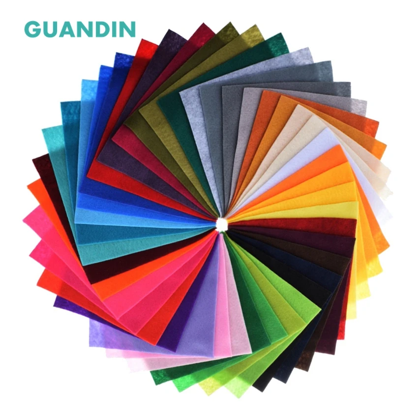 

GuanDin,Mix Color Soft Felt/Polyester Nonwoven Fabric/Thickness 1mm/for DIY Sewing Toys,Crafts Dolls/42pcs in 1 pack/15cmx15cm