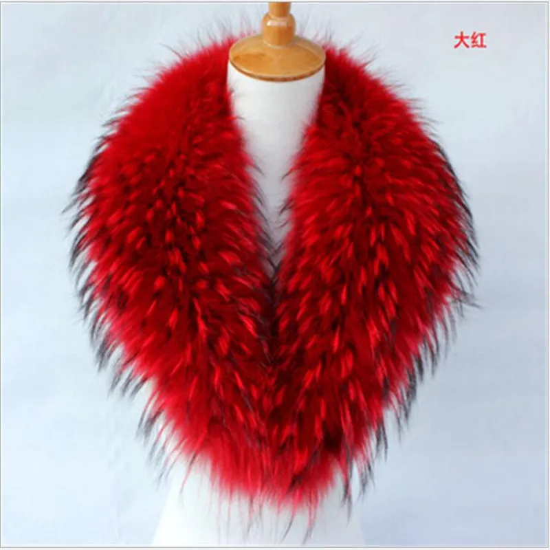 

NEW 2017 Real Raccoon fur Collar for Coat Jacket Autumn Winter Warm Fur Scarf Shawl for Outerwear Coat Super Fur Collar PM55