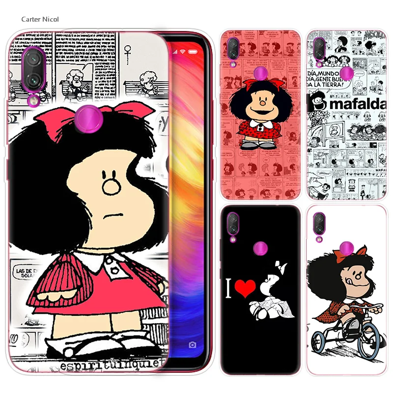 

Silicone Case for Xiaomi Redmi Note 7 6 5 Plus Mi A2 8 Lite Pro Prime Play Phone Cases Cover Mafalda