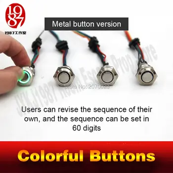 

Props for Takagism game real life escape room prop, four color buttons for escape secret chamber room four magic metal buttons