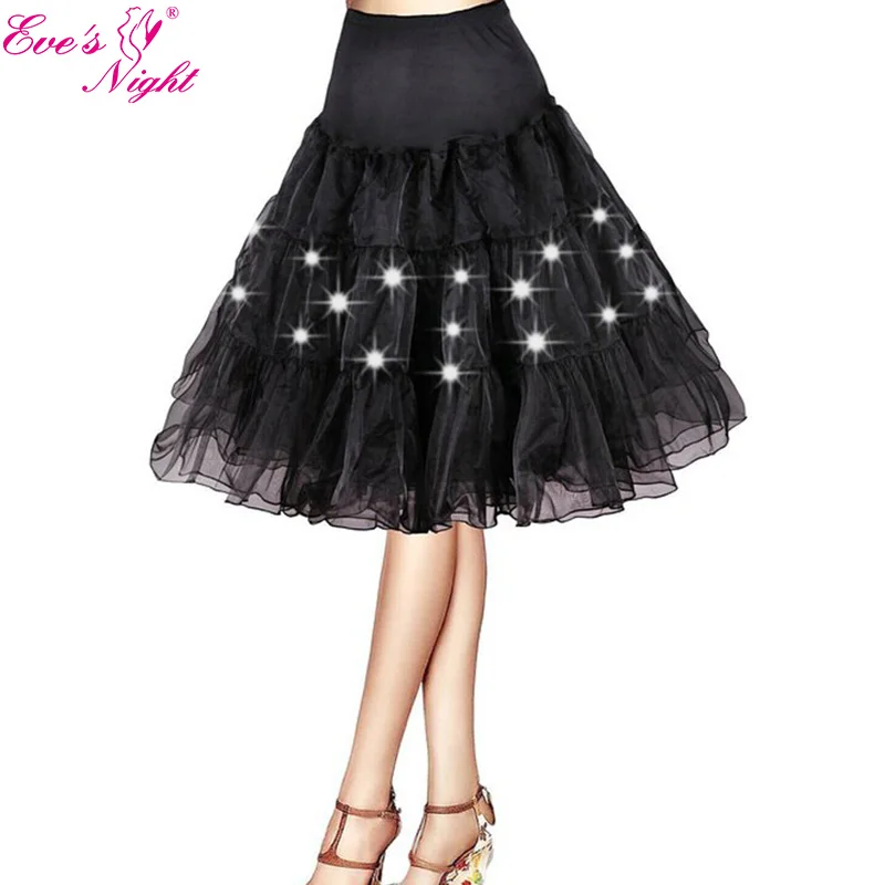 Led Lighting Party Dance Show Midi Tutu Skirt Women Festival Big Hem Mesh Pleated Petticoat Plus Size 3xl 4xl 5xl 6xl Dropship