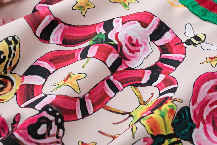Италия Элитный бренд кофты знаменитости леди змея бабочка с цветочным принтом с вышитой надписью шить вязать капюшоном Блузка